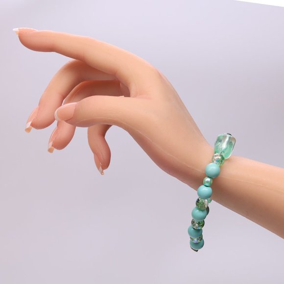 Teal Beads, Pearls & Turquoise 3 Piece Set, Necklace, Bracelet & Earrings. - Picture 4 of 7